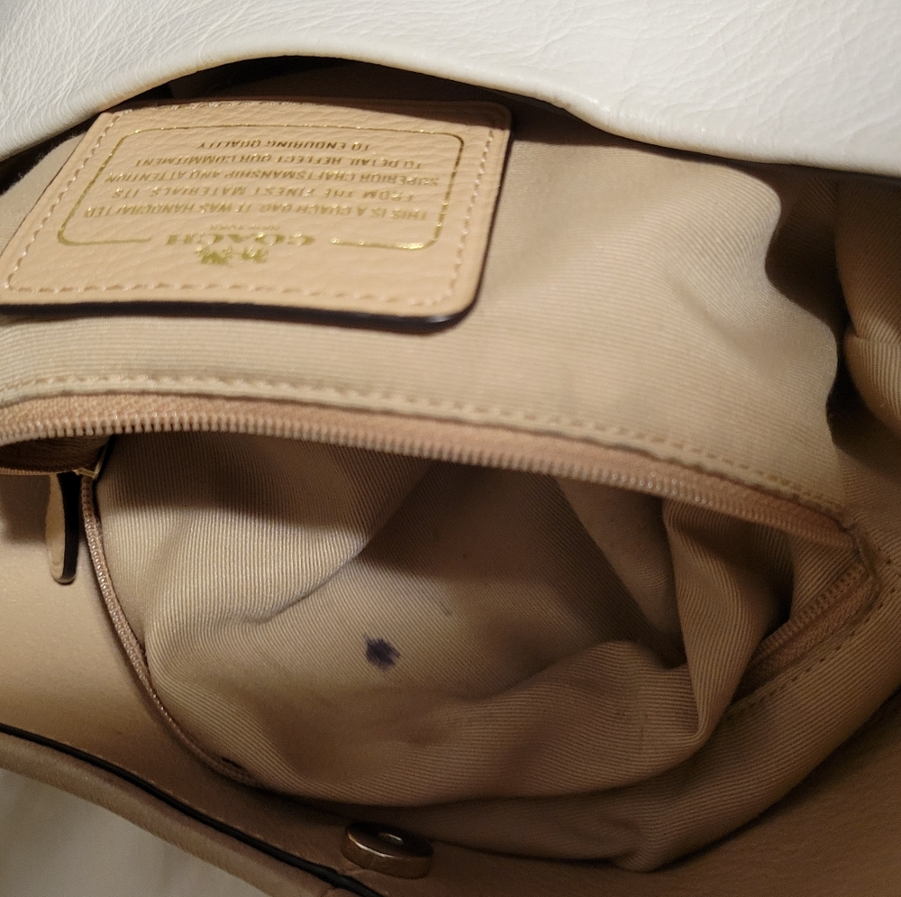 Coach Leather Phoebe Beige and White Hobo Bag - Picture 12 of 16